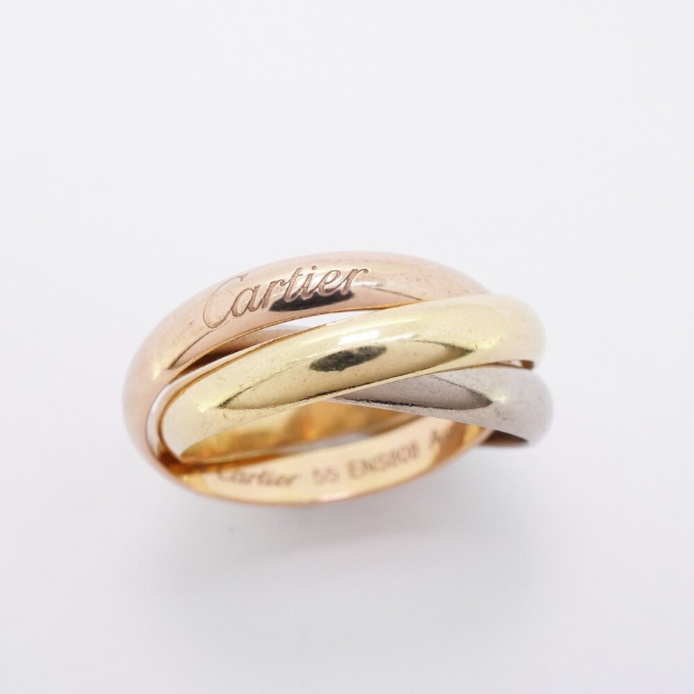 Cartier Trinity Ring, Classic Model, 18K Yellow Gold, White Pink #55, for Men... - Picture 2 of 9